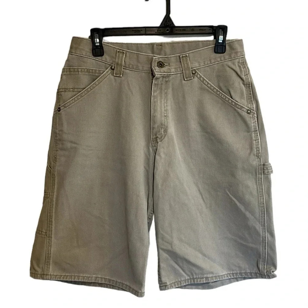 Vintage Lee Dungarees Men’s Khaki Cargo Shorts Size 31 Summer Dad Shorts Casual - Picture 2 of 4
